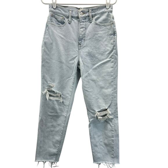 Madewell The Momjean in Harman Wash Raw Hem Light wash 26 - Picture 2 of 16